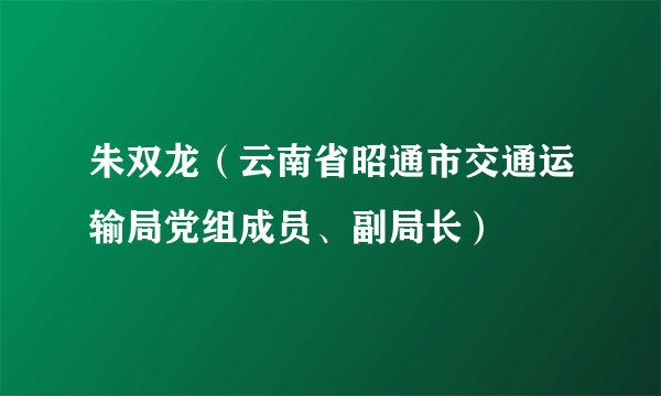 朱双龙（云南省昭通市交通运输局党组成员、副局长）