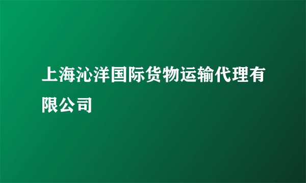 上海沁洋国际货物运输代理有限公司