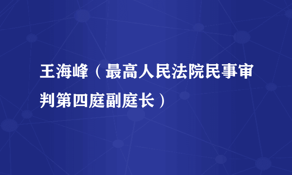 王海峰（最高人民法院民事审判第四庭副庭长）