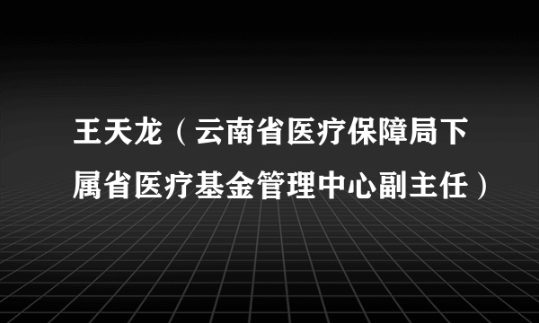 王天龙（云南省医疗保障局下属省医疗基金管理中心副主任）