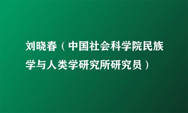 刘晓春（中国社会科学院民族学与人类学研究所研究员）