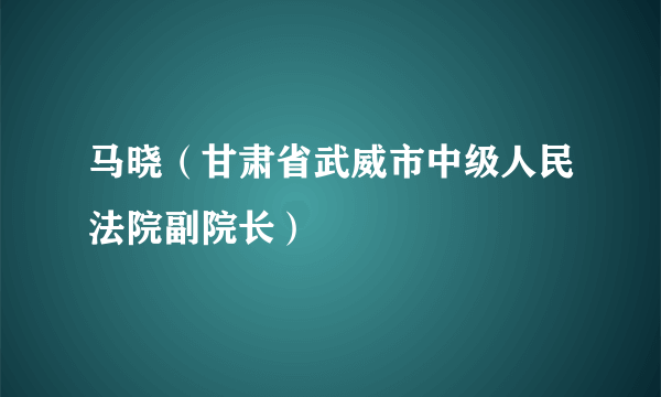 马晓（甘肃省武威市中级人民法院副院长）