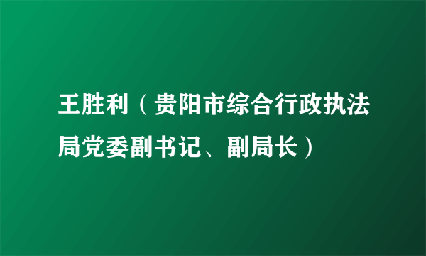 王胜利（贵阳市综合行政执法局党委副书记、副局长）