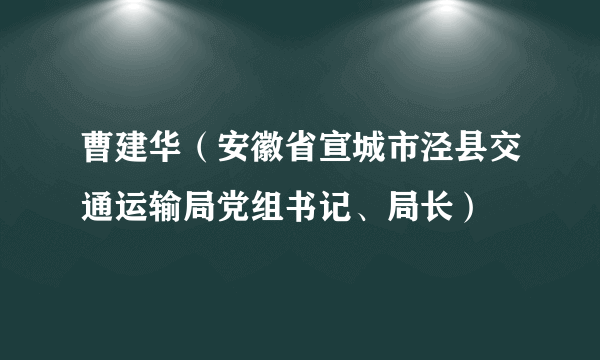 曹建华（安徽省宣城市泾县交通运输局党组书记、局长）