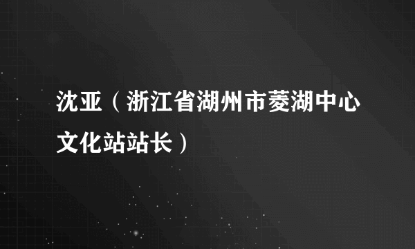 沈亚（浙江省湖州市菱湖中心文化站站长）