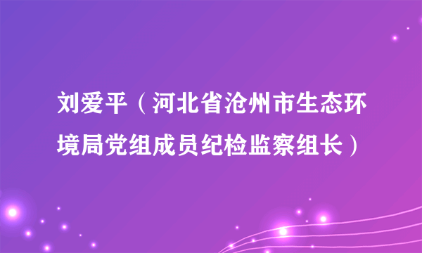 刘爱平（河北省沧州市生态环境局党组成员纪检监察组长）