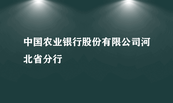 中国农业银行股份有限公司河北省分行