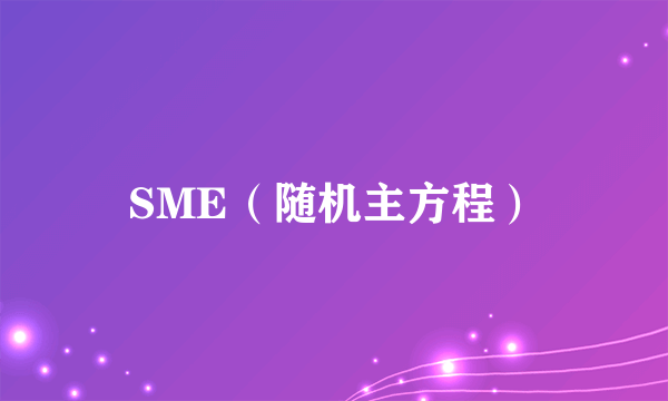 SME（随机主方程）