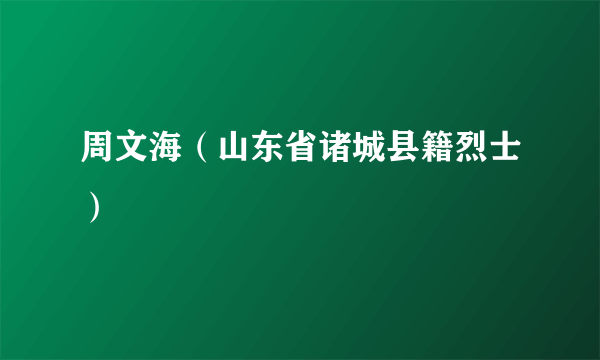 周文海（山东省诸城县籍烈士）