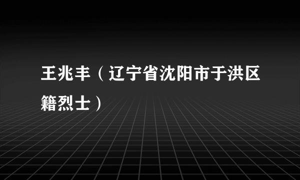 王兆丰（辽宁省沈阳市于洪区籍烈士）