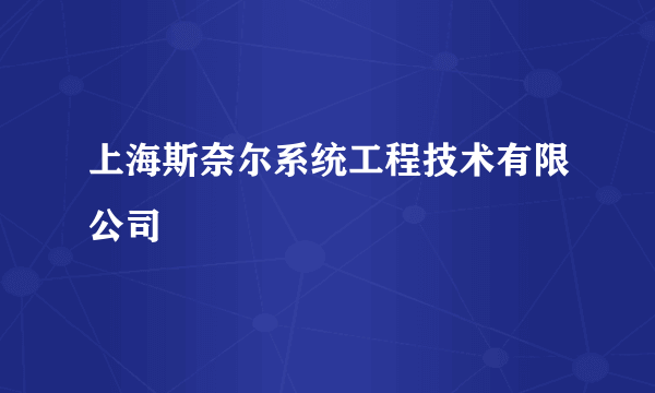 上海斯奈尔系统工程技术有限公司