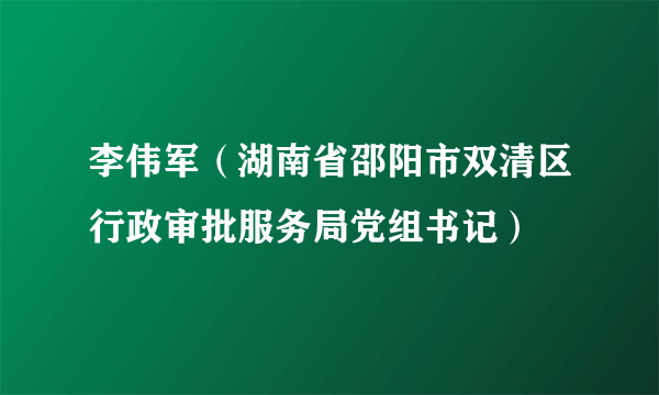 李伟军（湖南省邵阳市双清区行政审批服务局党组书记）