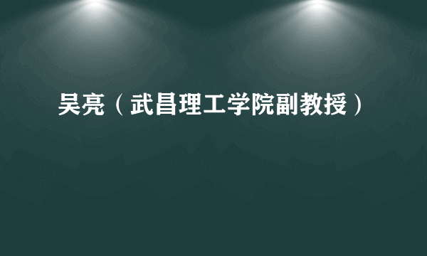 吴亮（武昌理工学院副教授）