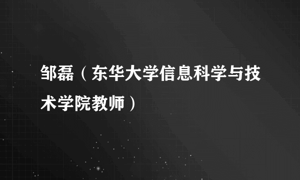 邹磊（东华大学信息科学与技术学院教师）