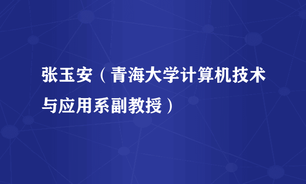 张玉安（青海大学计算机技术与应用系副教授）