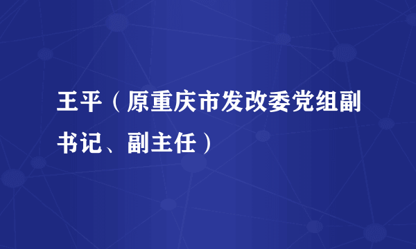 王平（原重庆市发改委党组副书记、副主任）