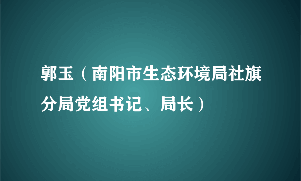 郭玉（南阳市生态环境局社旗分局党组书记、局长）