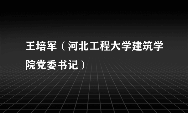 王培军（河北工程大学建筑学院党委书记）