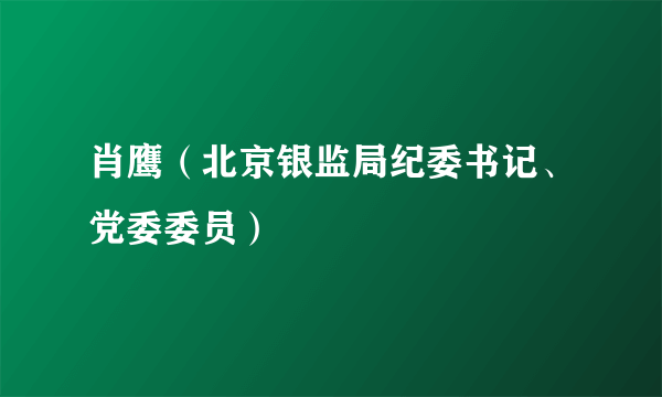 肖鹰（北京银监局纪委书记、党委委员）