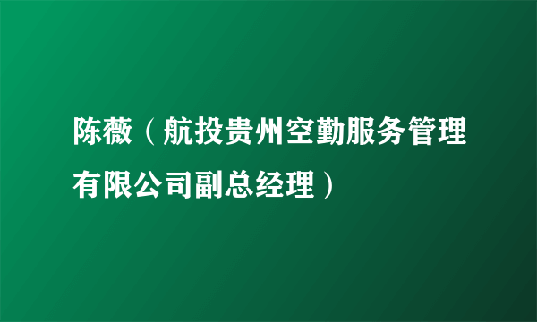 陈薇（航投贵州空勤服务管理有限公司副总经理）