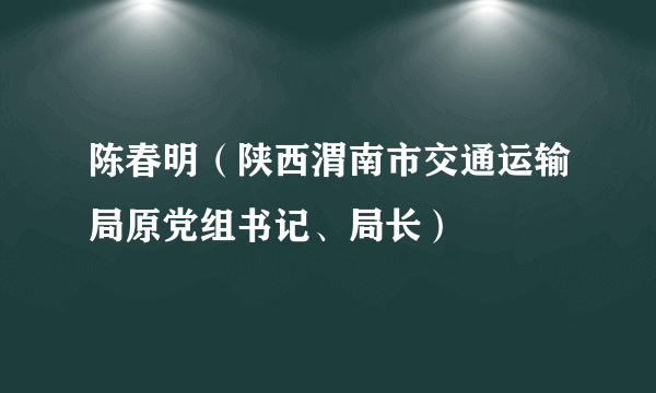 陈春明（陕西渭南市交通运输局原党组书记、局长）