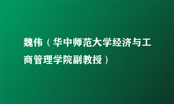 魏伟（华中师范大学经济与工商管理学院副教授）