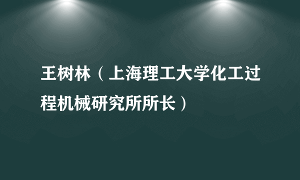 王树林（上海理工大学化工过程机械研究所所长）