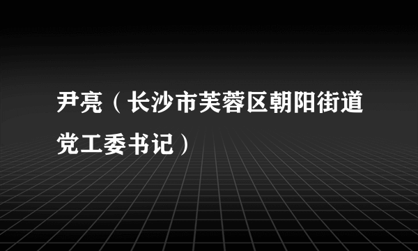 尹亮（长沙市芙蓉区朝阳街道党工委书记）