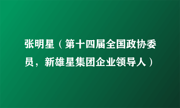 张明星（第十四届全国政协委员，新雄星集团企业领导人）