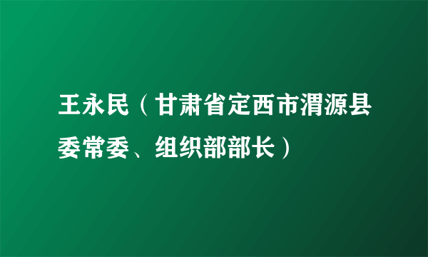 王永民（甘肃省定西市渭源县委常委、组织部部长）