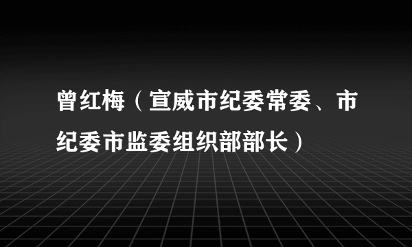 曾红梅（宣威市纪委常委、市纪委市监委组织部部长）