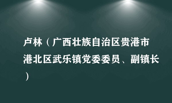 卢林（广西壮族自治区贵港市港北区武乐镇党委委员、副镇长）