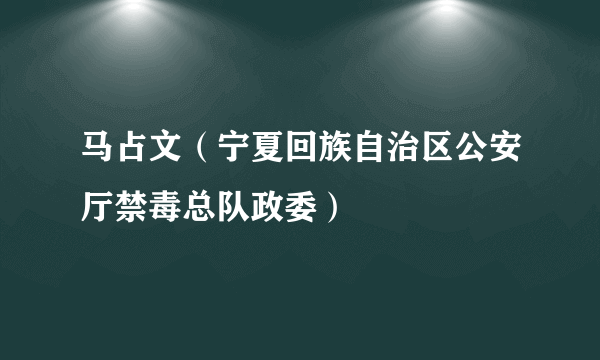 马占文（宁夏回族自治区公安厅禁毒总队政委）