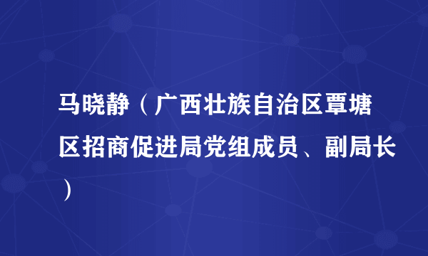 马晓静（广西壮族自治区覃塘区招商促进局党组成员、副局长）