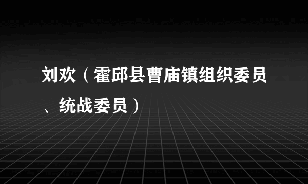 刘欢（霍邱县曹庙镇组织委员、统战委员）