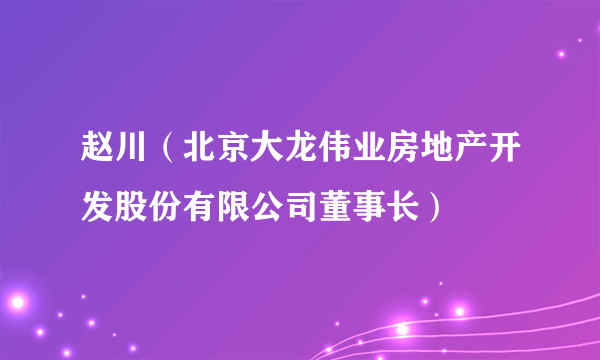 赵川（北京大龙伟业房地产开发股份有限公司董事长）