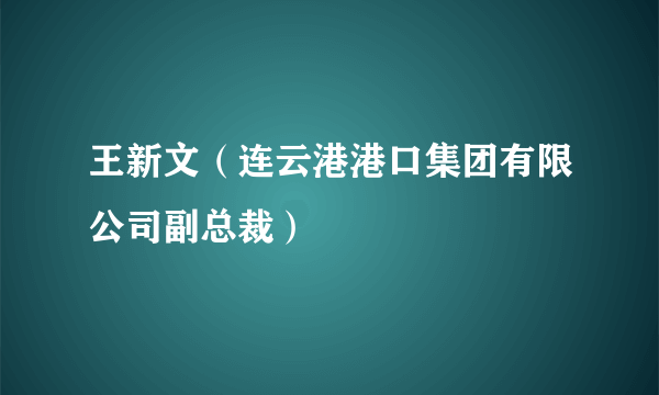 王新文（连云港港口集团有限公司副总裁）