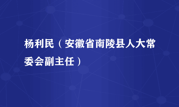 杨利民（安徽省南陵县人大常委会副主任）