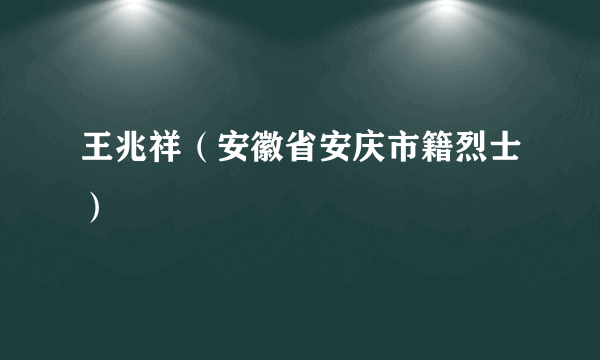 王兆祥（安徽省安庆市籍烈士）