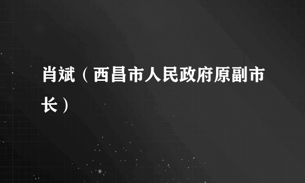 肖斌（西昌市人民政府原副市长）