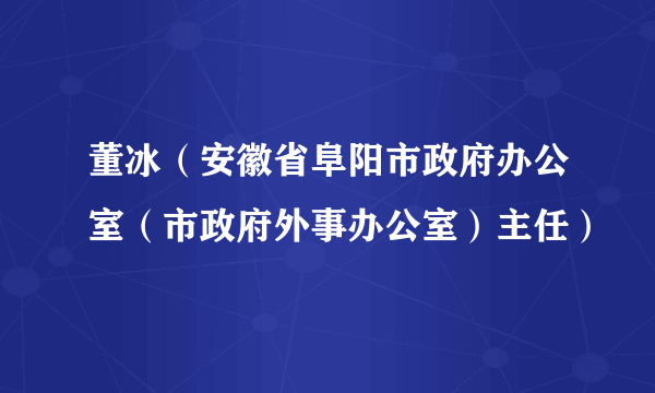 董冰（安徽省阜阳市政府办公室（市政府外事办公室）主任）