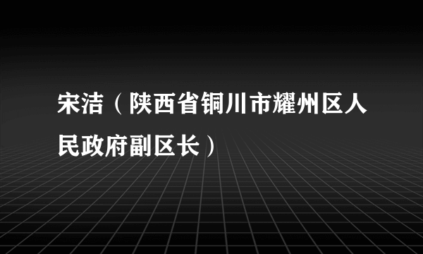 宋洁（陕西省铜川市耀州区人民政府副区长）