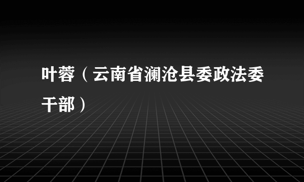 叶蓉（云南省澜沧县委政法委干部）