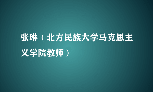 张琳（北方民族大学马克思主义学院教师）