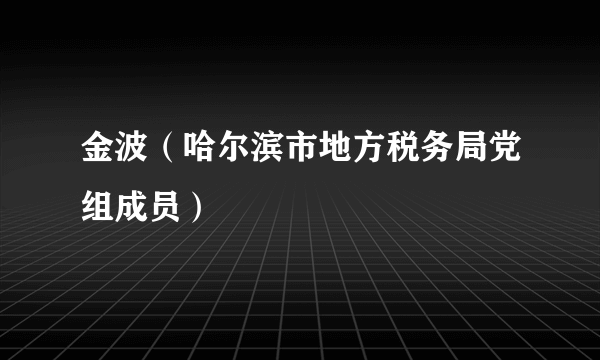 金波（哈尔滨市地方税务局党组成员）