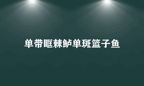 单带眶棘鲈单斑篮子鱼