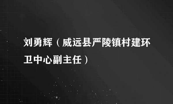 刘勇辉（威远县严陵镇村建环卫中心副主任）