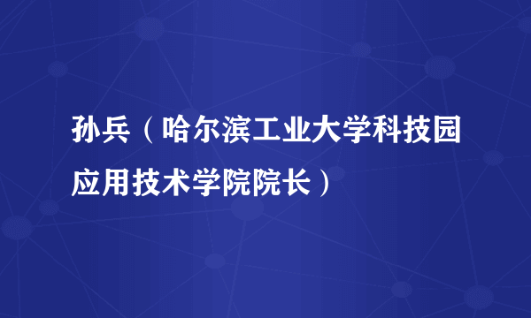 孙兵（哈尔滨工业大学科技园应用技术学院院长）