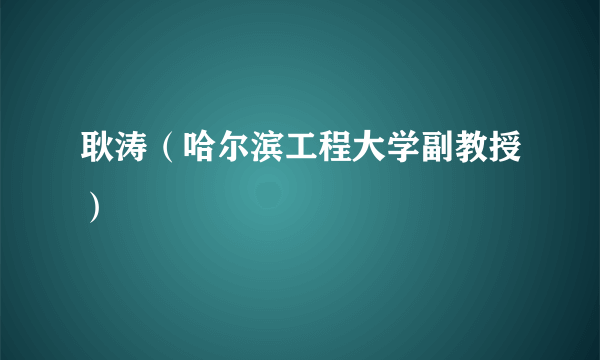 耿涛（哈尔滨工程大学副教授）