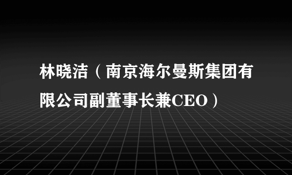 林晓洁（南京海尔曼斯集团有限公司副董事长兼CEO）